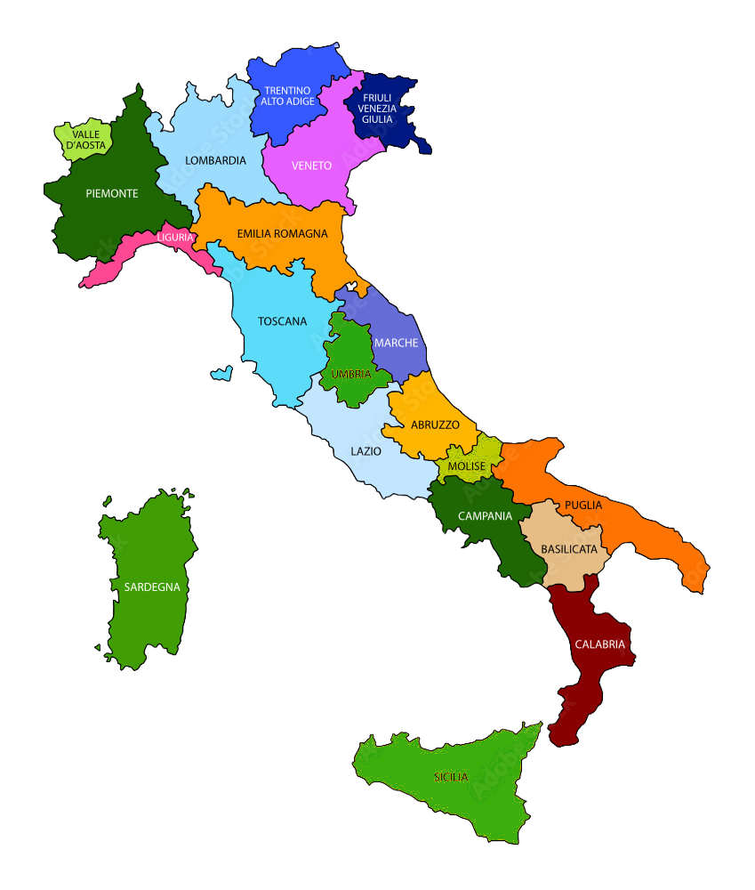 Map of Italy showing Spoleto in Umbria